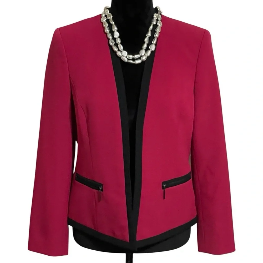 KASPER CLASSIC RED & BLACK BLAZER SZ 8P EUC